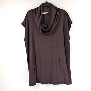 BRYN WALKER‎ Dress S Brown Lagonlook Cowl Neck Kangaroo Pocket Oversize Pullover